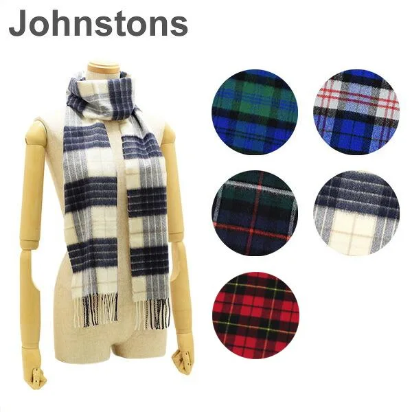 Johnstons ジョンストンズ ストール マフラー Cashmere Tartans WA000016 タータンチェック カシミア 100% メンズ レディース 小判