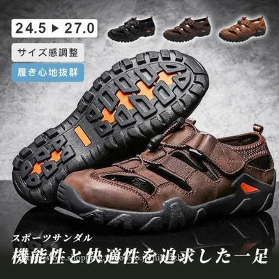 サンダル メンズ 本革 おしゃれ レザー スポーツ 夏用 つま先保護 スポーツさんだる アウトドアサンダル 大きいサイズ 涼しい 歩きやすい 安い おしゃれ 革