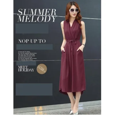 マキシワンピース キレイめ 夏 ワンピース レディース ロングワンピース Vネック ノースリーブ 体型カバー リゾートワンピース フレア 着痩せ