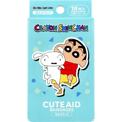 クレヨンしんちゃん シロ 絆創膏 18枚入 ばんそうこう キャラクター 子供 キッズ かわいい 6柄 CUTE AID サンタン