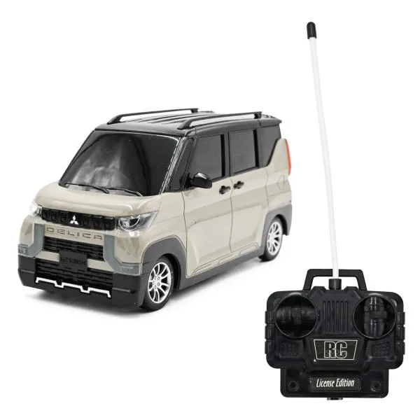 RC 三菱 デリカミニ ラジコンカー ベージュ LEDライト付 オフロード対応 DELICA mini ラジコン 大人 子ども プレゼント ギフト