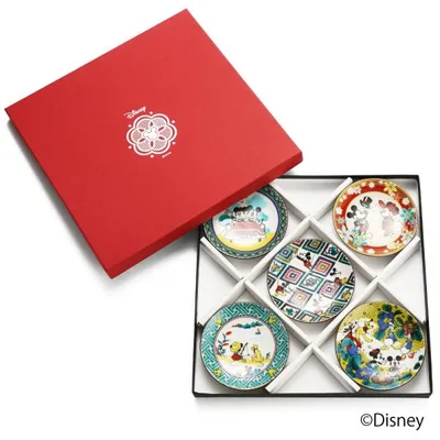 九谷焼 ミッキーマウス/ 小皿5点セット九谷画風 ディズニー Disney<送料無料 和食器 皿 人気 ギフト 贈り物 結婚祝い/内祝い/お祝い/> 専用化粧箱入り