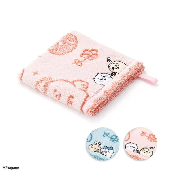 ちいかわ ループ付きウォッシュタオル ドーナツ食べよ 名入れ 刺繍 ギフト 贈り物 タオル美術館 プレゼント