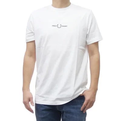 FRED PERRY フレッドペリー メンズ クルーネック Tシャツ M4580 / EMBROIDERED T-SHIRT ホワイト 定番 人気商品 ロゴT 半袖 刺繍