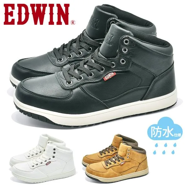 EDWIN スニーカー メンズ EDW-7971 エドウィン 防水 ハイカット レトロ クラシック 防滑 幅広
