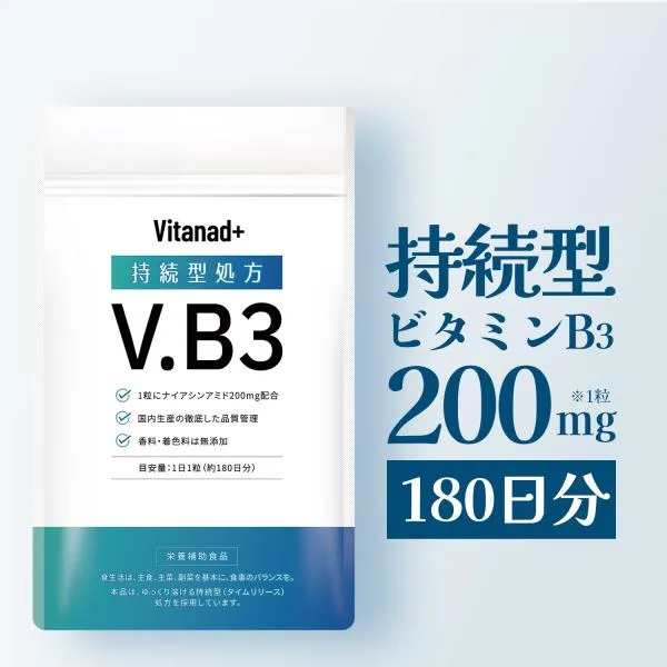 持続型 ナイアシンアミド サプリ (ナイアシンアミド36000mg高配合/180日分) vb3 ビタミンb3 ニコチン酸アミド niacinamide 国産 日本製 Vitanad+(ビタナッド)