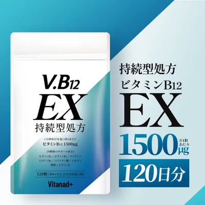 ビタミンB12 EX (1粒にビタミンB12 1500μg超高濃度) 持続型 120日分 vitamin b12 Vitanad+(ビタナッド)爆買
