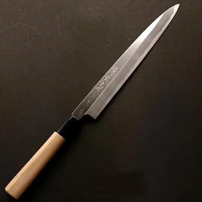 堺宏之作 白鋼 霞仕上げ 水牛桂柄 柳刃包丁 240mm(8寸)(刺身包丁) 日本製 堺市製造