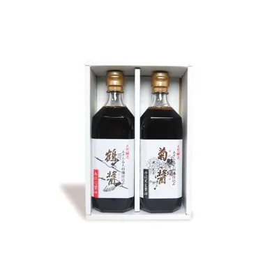 醤油 しょうゆ 濃口醤油 ヤマロク醤油 ギフト箱入り 2本詰 鶴醤1本、菊醤1本 再仕込み醤油