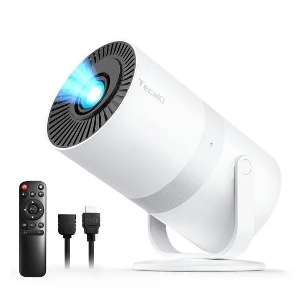 Tecaki 新型プロジェクター 家庭用【Android TV搭載・電動フォーカス・超小型】270°回転 4K対応 Native1080P 真の250