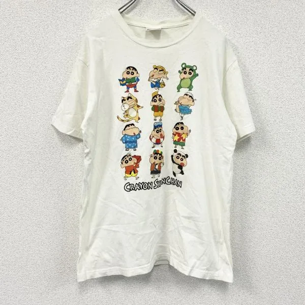 クレヨンしんちゃん 半袖Tシャツ アニメT キャラクターT 白 ホワイト XLサイズ 古着
