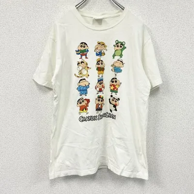 クレヨンしんちゃん 半袖Tシャツ アニメT キャラクターT 白 ホワイト XLサイズ 古着