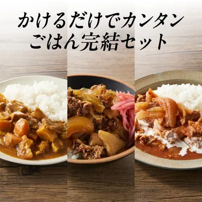【うちのや公式】かけるだけでカンタンごはん完結セット レトルト食品 非常食おかず おかず 惣菜 常温保存食 備蓄食 無添加 保存料 着色料 無添加 常温保存 備蓄