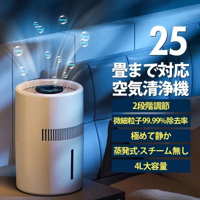 空気清浄機 加湿器 加湿空気清浄機 25畳 PM2.5 省エネ 静音 除菌 4L大容量 2段階調節 コンパクト 空焚き防止 EJ-JSQ101