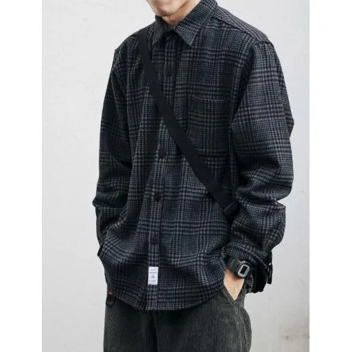 チェックシャツ メンズ シャツ 春服 ツイード 起毛 厚手 カジュアルシャツ 長袖シャツ きれいめ