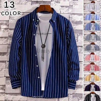 ストライプシャツ メンズ ボタンダウンシャツ カジュアルシャツ スリムシャツ シャツ トップス 春服 メンズシャツ
