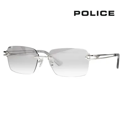 ポリス POLICE サングラス SPLT68J 583X 56 リムレス ツーポイント スクエア βチタン 伊達眼鏡 メガネ