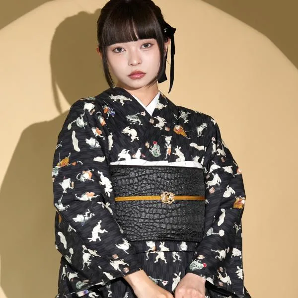 着物 単衣 レディース ニコアンティーク 単衣着物 単品 フリーサイズ 戯画日和 日本製 レトロ 街着 ひとえ カジュアル 浴衣としても 春 夏 秋