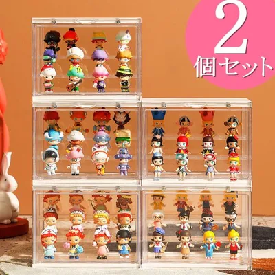 2個セット コレクションケース アクリル ディスプレイケース ショーケース フィギュア 透明 収納ボックス マグネット式 POP MART LABUBU収納ケース 防塵