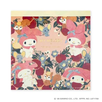 サンリオキャラクターズ x 林朋子 メモ帳 スクエアメモパッド マイメロディ Sanrio クローズピン