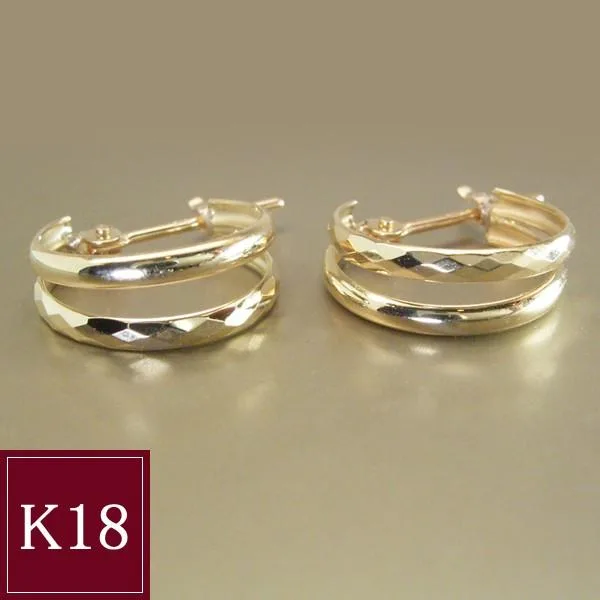 ピアス アクセサリー k18 K18 18金 ジュエリー フープピアス 地金 2営業日前後の発送予定