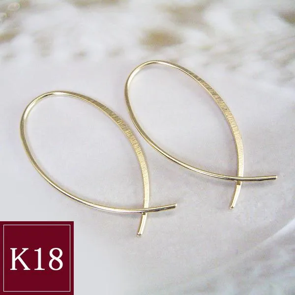 ピアス 18金 フープ アクセサリー k18 K18 フックピアス ゴールド 地金 2営業日前後の発送予定