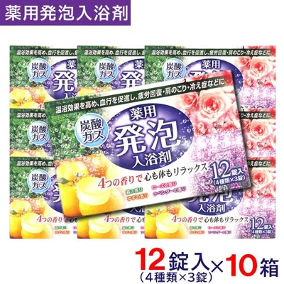 入浴剤 福袋 炭酸ガス 薬用発泡入浴剤 4種の香り 120錠セット 12錠入×10箱 まとめ買い お徳用 大容量 炭酸入浴剤 送料無料 爆買