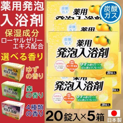 入浴剤 炭酸ガス 薬用発泡入浴剤 20錠入×5箱セット 4種類アソート 選べる香り