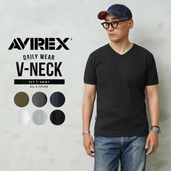 ポイント10倍!AVIREX アビレックス 半袖 VネックTシャツ 6143501 アヴィレックス メンズ 厚手 無地 ブランド【7835934005】【クーポン対象外】【T】