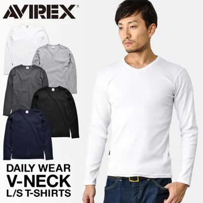AVIREX アビレックス Tシャツ 長袖 Vネック メンズ ロンT 6153480 無地 ブランド 送料無料【7835930005】【7834930003】【クーポン対象外】【T】