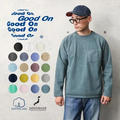 Good On グッドオン GOLT-1805 L/S ヘビー ラグラン ポケットTシャツ 日本製【Sx】【T】