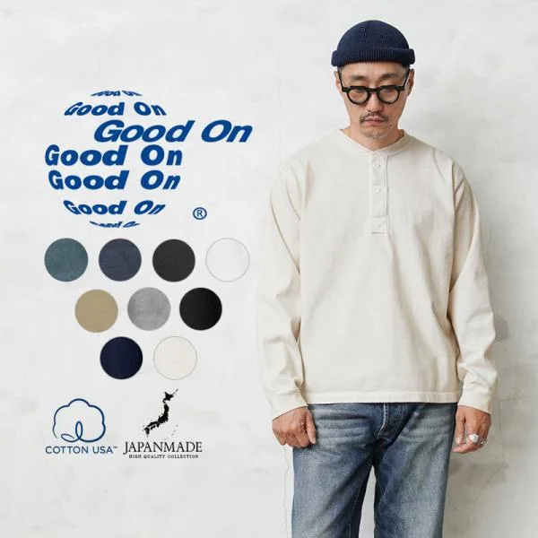 Good On グッドオン GOLT-2209 L/S ヘビージャージー ヘンリーTシャツ 日本製【Sx】【T】