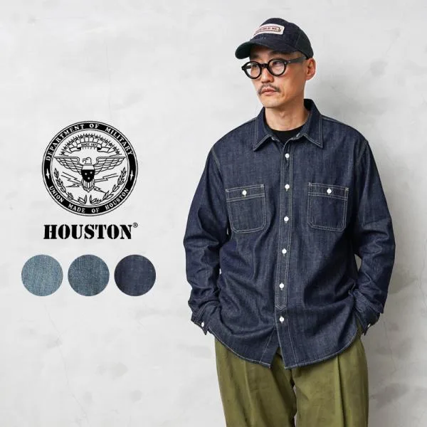 HOUSTON ヒューストン 40511 USA COTTON デニム ワークシャツ メンズ アメカジ ブランド【R】