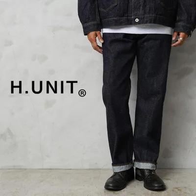 H.UNIT エイチユニット H-MYPT002 Raw denim regular tapered 5P テーパード 5ポケット デニムパンツ 日本製 生機 Gパン ジーンズ【クーポン対象外】【T】