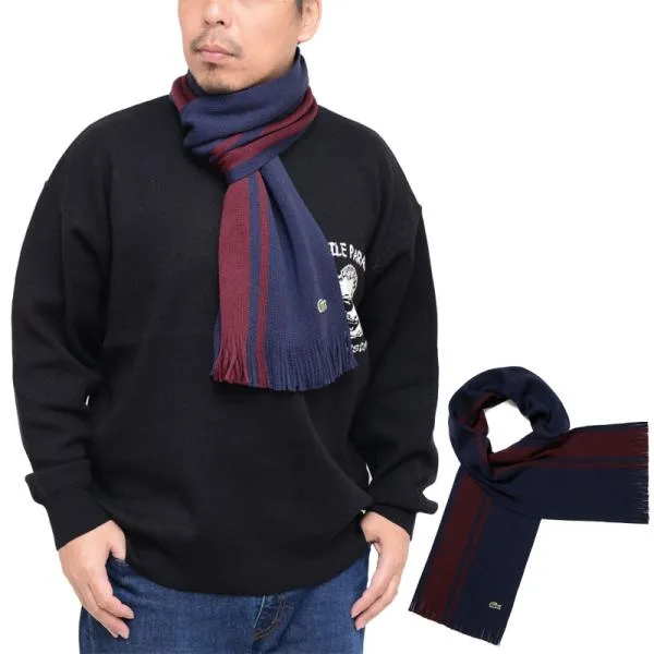 ラコステ LACOSTE マフラー メンズ レディース ラッセルニットストライプマフラー RE019J