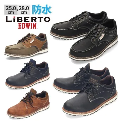 スニーカー ブーツ メンズ 防水 LiBERTO EDWIN リベルト エドウィン L60654 L60646 カジュアル 防滑 滑りにくい ブラック ブラウン ネイビー 靴 シューズ