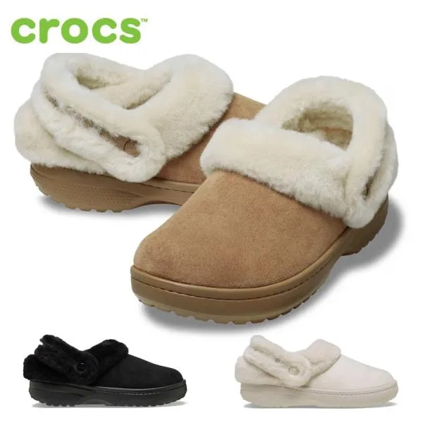 クロックス サンダル レディース アンファーゲッタブル ヴィーガン スエード クロッグ ボア ファー モコモコ 冬用 crocs 212106