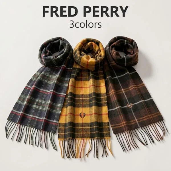 【並行輸入品】フレッドペリー FRED PERRY マフラー ストール Lambswool Scarf C3337-Z89 C3338-480 C3339-33C チェック ラムウール 誕生日 クリスマス