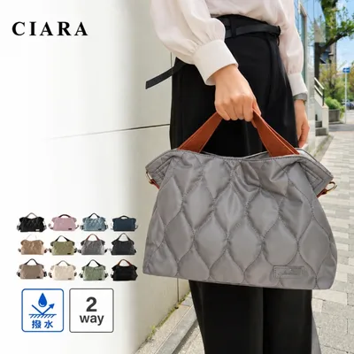 トートバッグ レディース 小さめ 軽い ポケット 仕切り 撥水 LIZDAYS ショルダーバッグ 斜めがけ 黒 ナイロン 2way キルティング