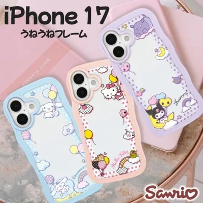 iPhone17 ケース キティ シナモロール クロミ サンリオキャラクターズ キャラクター かわいい うねうね ウェーブ なみなみ フレーム 耐衝撃 傷に強い