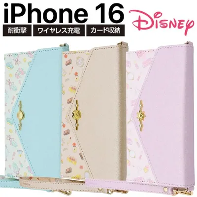 iPhone 16 ケース 手帳型 Pro アリエル iPhone16 アイフォン16 ディズニー プリンセス ストラップ付き ミラー 手帳 カバー スマホケース