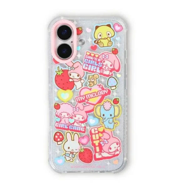 iPhone 16 ケース マイメロディ クリア アイフォン16 サンリオ かわいい キャラクター ラメ キラキラ ソフト 耐衝撃 公式 SKINNYDIP カバー スマホケース