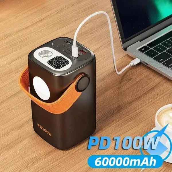 モバイルバッテリー 大容量 60000mAh BOX 持ち手 キャンプ アウトドア LED モバ充 iphone スマホ充電器 防災対策 小型 急速充電器 PSE認証済 軽量 電源 E33