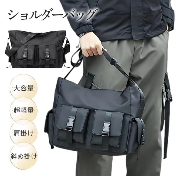 ショルダーバッグ メンズ 斜め掛け 肩掛け バッグ カバン 男女兼用 軽量 無地 肩掛け 耐久性 大容量 多機能ポケット 旅行 撥水加工 スマホポーチ 爆買