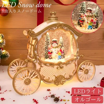 【18予約】スノードーム クリスマス オルゴール クリスタルボール スノーボール ジオラマ オーナメント Xmas 置物 サンタ 雪だるま スノーグローヴ SN-01WH