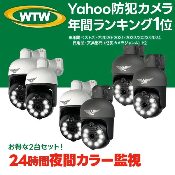 防犯カメラ みてるちゃん5Plus2 2台セット 屋外 屋内 夜間カラー 防犯灯カメラ 監視カメラ アンテナ内蔵 ワイヤレス WTW-EGDRY388GWX2/BX2