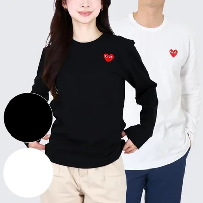 【並行輸入品】 コムデギャルソン COMME DES GARCONS ユニセックス 長袖 Tシャツ PLAY プレイ AX-T118 ハート ロゴ ロンT メンズ レディース