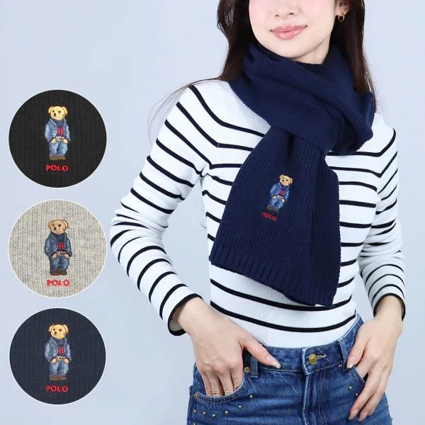 【お取り寄せ】 【並行輸入品】 ポロ ラルフローレン POLO RALPH LAUREN マフラー ウールマフラー ユニセックス SOLID DENIM BEAR SCARF PC1464 SOLID