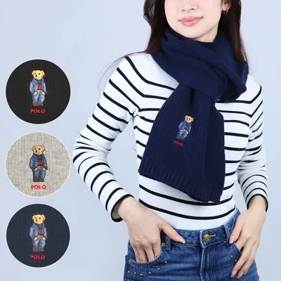 【お取り寄せ】 【並行輸入品】 ポロ ラルフローレン POLO RALPH LAUREN マフラー ウールマフラー ユニセックス SOLID DENIM BEAR SCARF PC1464 SOLID