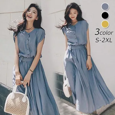 วันพีซของผู้หญิงฤดูร้อน 40's ยาวชุดแม็กซี่ที่สวยงาม วันพีซสายชุดแม็กซี่สลิมมิ่งยาวธรรมดาจัดส่งฟรี Great Buy